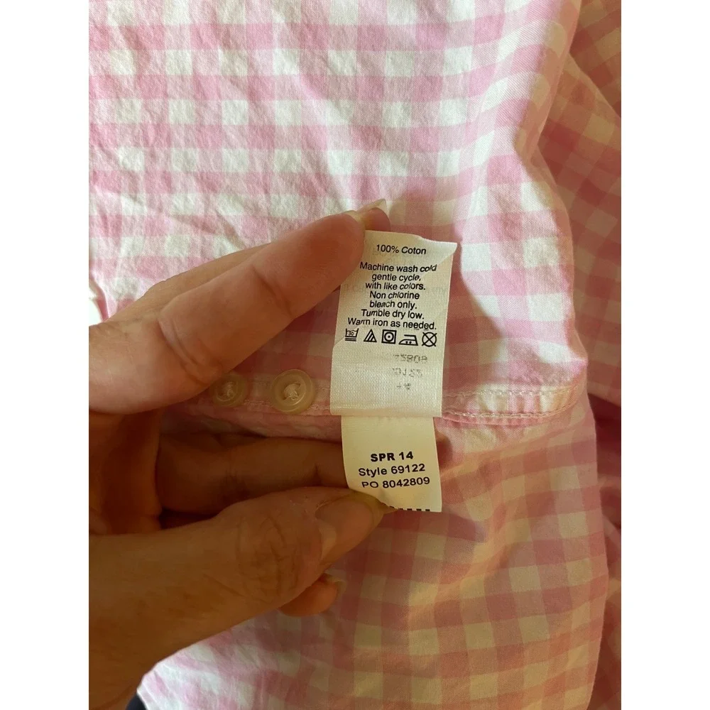 Crewcuts Pink‎ Gingham Button Down Shirt Kids Size 8 Long Sleeve Cotton - Picture 5 of 8